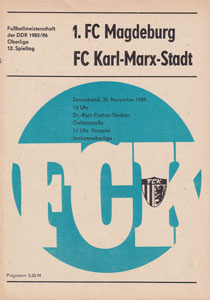 Programmheft BSG Wismut Aue FC Magdeburg 23.11.1985 1