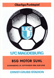 DDR Wismut Aue 1984/85 v BSG Motor Suhl DDR-Oberliga Fußball Programm 