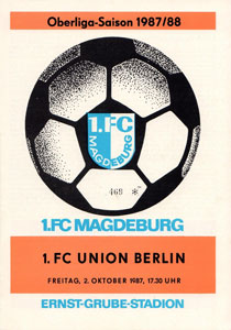 Programm 1987/88 Rot Weiß Erfurt Union Berlin 
